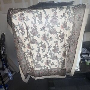 The Rack Scarf Womens One Size Beige Floral Square Fringe Italy Fall Winter